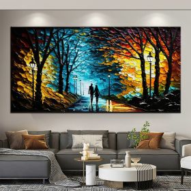 Hand Oil Painting Abstract Romantic City Landscape Oil Painting On Canvas Large Wall Art Hand Painted Colorful Tree Painting Modern Wall Decor