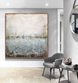 Abstract Painting Modern Artwork Abstract Wall Art Blue Green Acrylic Painting on Canvas Interior Design Decor No Frame