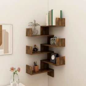 Wall Corner Shelves 2 pcs Smoked Oak 15.7"x15.7"x19.7" Engineered Wood