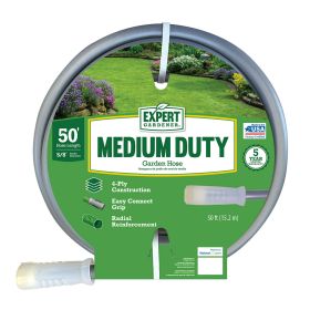 Expert Gardener 50 foot Medium Duty Garden Hose Gray