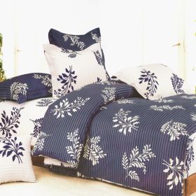 Blancho Bedding - [Purple Gray Flourish] 100% Cotton 4PC Comforter Set (Twin Size)