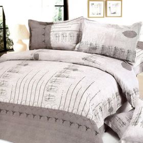 Blancho Bedding - [Beige Autumn] 100% Cotton 4PC Duvet Cover Set (King Size)(Comforter not included)