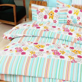 Blancho Bedding - [Blooming Flowers] 100% Cotton 3PC Duvet Cover Set (Twin Size)(Comforter not included)