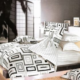 Blancho Bedding - [Black & White] 100% Cotton 5PC Comforter Set (King Size)