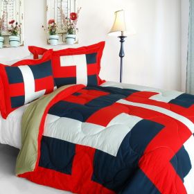 [Warm Cabin] Quilted Patchwork Down Alternative Comforter Set (Twin Size)