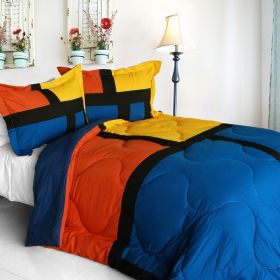 [Summer Jade] Quilted Patchwork Down Alternative Comforter Set (Twin Size)