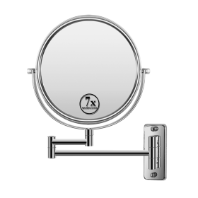 8-inch Wall Mounted Makeup Vanity Mirror; 1X / 7X Magnification Mirror; 360ï¿½ï¿½ Swivel with Extension Arm (Chrome Finish)