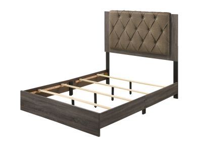 Avantika Eastern King Bed; Fabric &amp; Rustic Gray Oak 27677EK