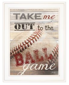 "Take Me Out to the Ball Game" by Marla Rae; Ready to Hang Framed Print; White Frame