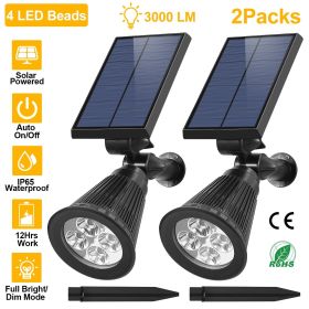 2Pcs Solar Spotlight Outdoor Dusk To Dawn Light Wall Path Lawn Garden Lamp Waterproof