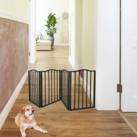 Pet Gate ��� Dog Gate for Doorways;  Stairs or House ��� Freestanding;  Folding ;  Dark brown; Arc Wooden