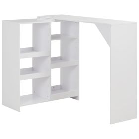 Bar Table with Moveable Shelf White 54.3"x15.4"x43.3"