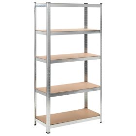 5-Layer Storage Shelf Silver Steel&Engineered Wood