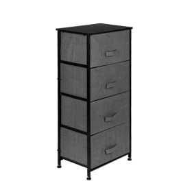 4-Tier Dresser Tower, Fabric Drawer Organizer With 4 Easy Pull Drawers With Metal Frame,Wooden Tabletop For Living Room, Closet, Grey