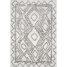 Mila Dotted Diamond Trellis Area Rug, 6' 7" x 9', Gray