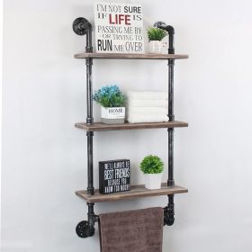 19.6in Rustic Wood Shelf with Towel Bar