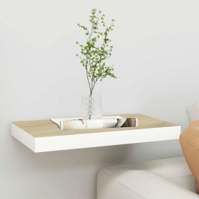 Floating Wall Shelf Oak and White 15.7"x9.1"x1.5" MDF