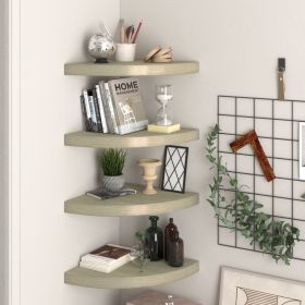 Floating Corner Shelves 4 pcs Oak 13.8"x13.8"x1.5" MDF