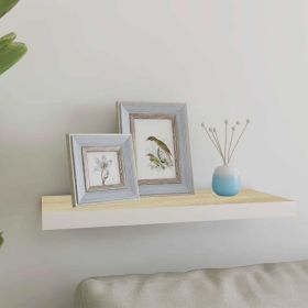 Floating Wall Shelf Oak and White 23.6"x9.3"x1.5" MDF