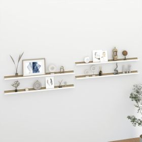 Wall Shelves 4 pcs White and Sonoma Oak 45.3"x3.5"x1.2"