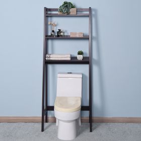 Bathroom Over Toilet Shelf Wooden Espresso Space Saver with 3 Shelves