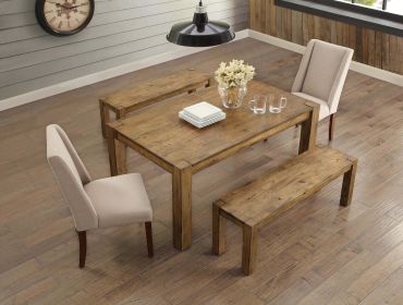 Solid Wood Dining Table; Rustic Brown