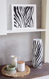 Art decorated zebra glass vase | Painted Art Glass Oval Vase | Interior Design Home Decor | Moving gift | Large Floor Vase 16 inch