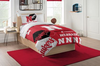 Nebraska OFFICIAL Collegiate "Hexagon" Twin Comforter & Sham Set