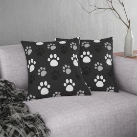 Decorative Throw Pillows - Waterproof / Black W/white Paws - P16787