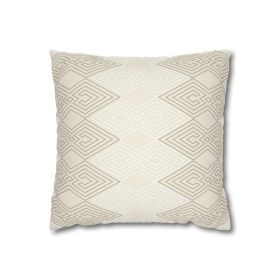 Decorative Throw Pillow Covers With Zipper - Set Of 2, Beige And White Tribal Geometric Aztec Print