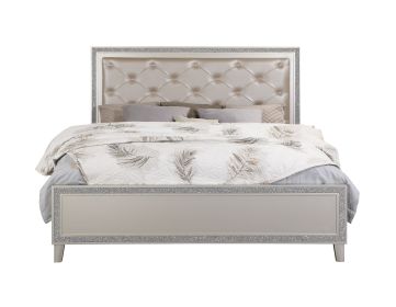 ACME Sliverfluff Eastern King Bed, PU & Champagne Finish BD00238EK