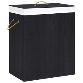 Bamboo Laundry Basket Black 26.4 gal